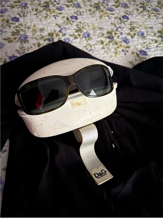 D&G Iridescent Green and Black Logo Wrap Sunglasses